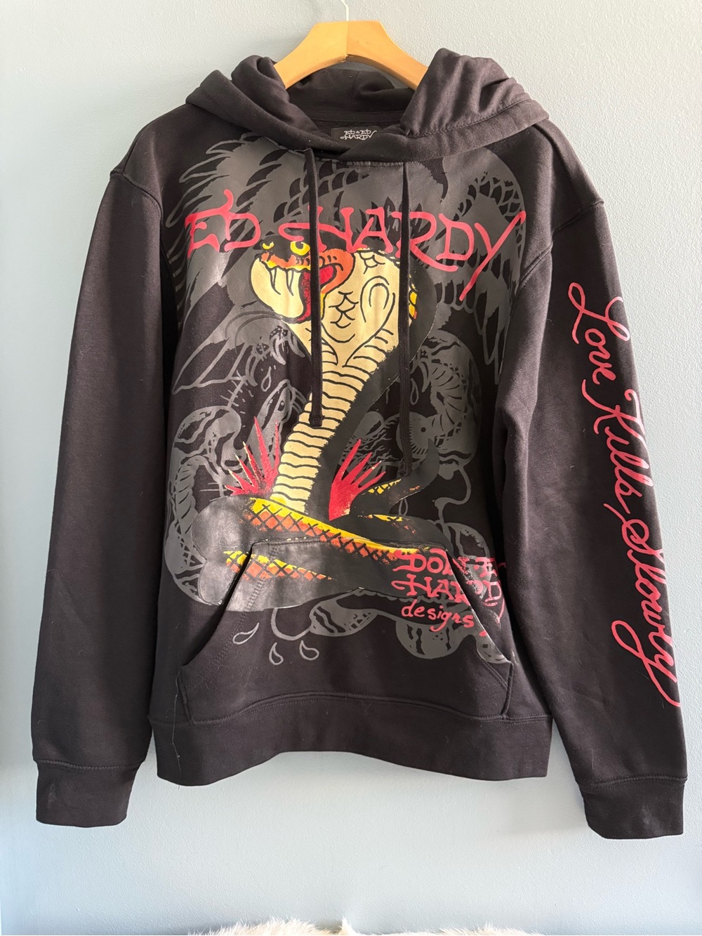 Ed Hardy Love Kills Slowly Graphic Pullover Unisex Hoodie